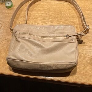 Chic Beige Leather Shoulder Bag